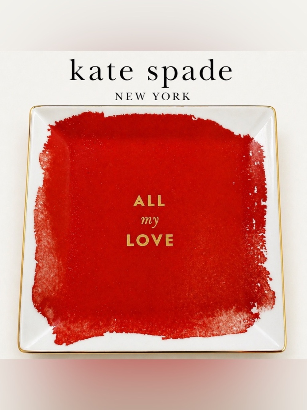 Kate Spade Posy Court “All My Love” Square Dish ❤️ Lenox 6” Trinket Plate NWT